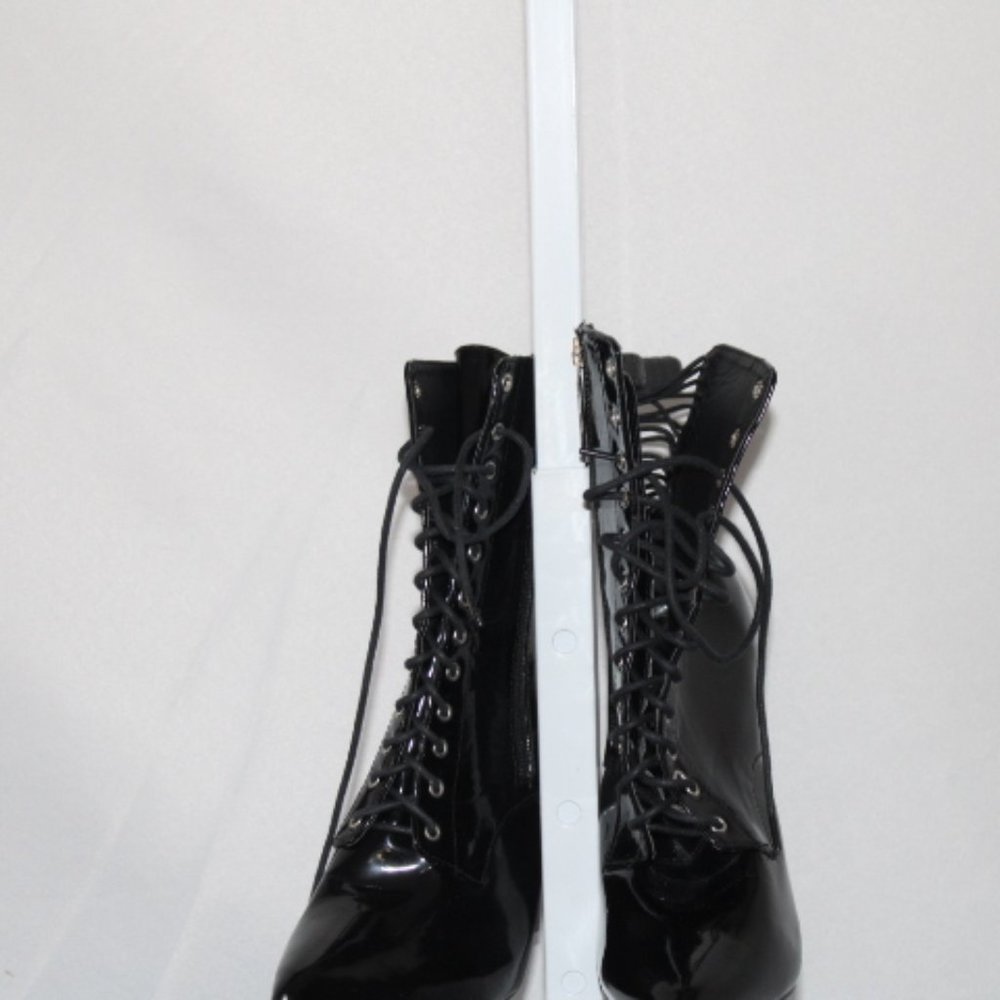 Pointed  Toe Lace-up Kitten  Low /Heel Boot